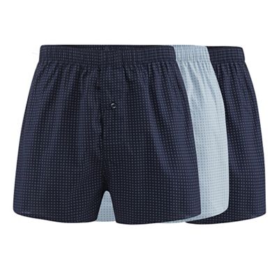 The Collection Pack of three navy and blue mini square print woven boxer shorts